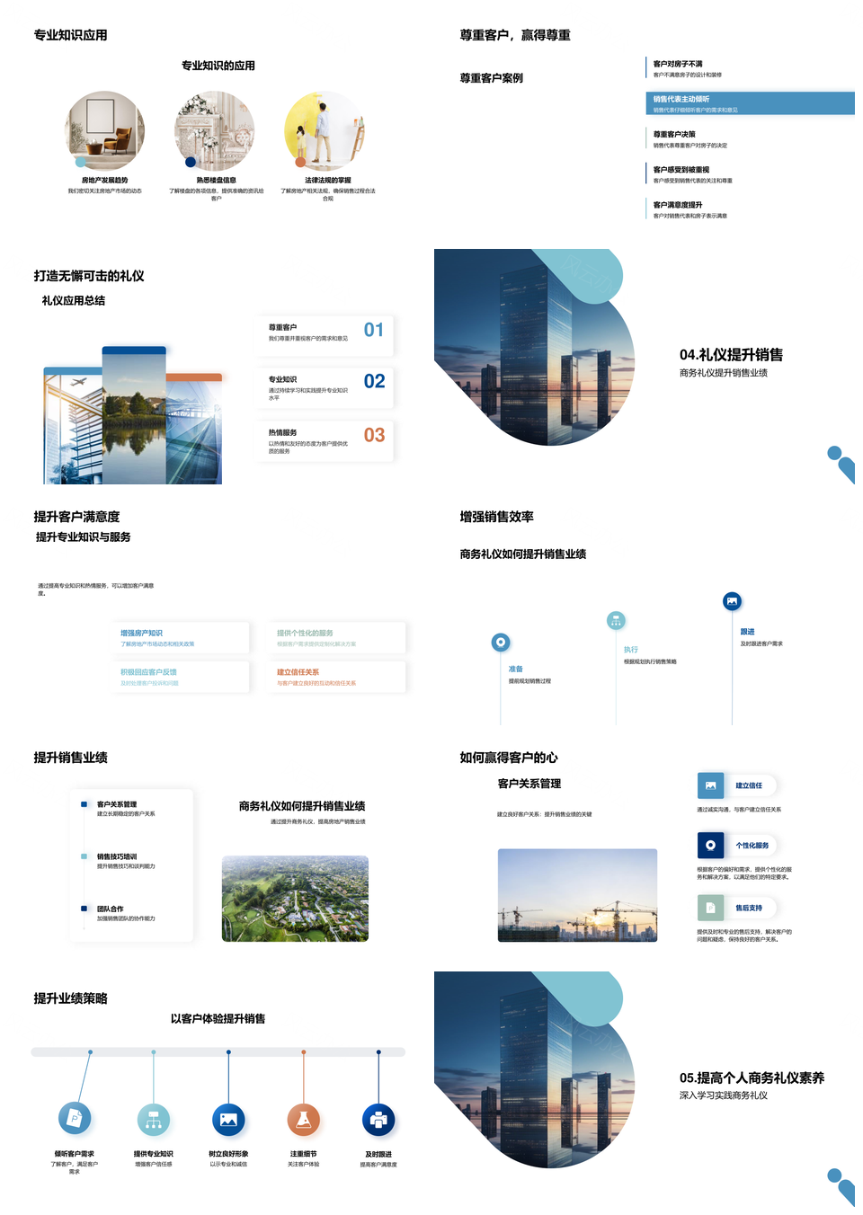 商务礼仪提升房地产销售业绩客户满意免费PPT模板