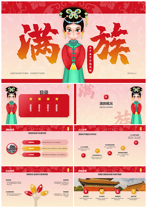 中国满族历史文化语言传统分布团结概况PPT模板