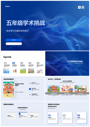 五年级学术挑战自主学习团队协作时间规划心态调整PPT模板