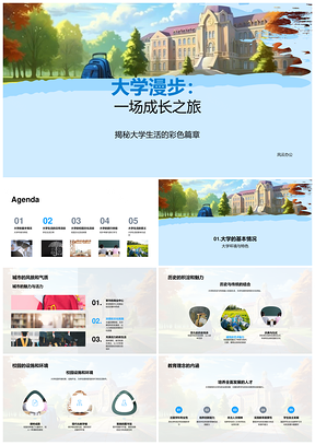 大学漫游学途乐活探索成长PPT模板