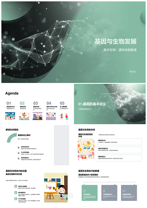 基因编辑DNA双螺旋测序生物技术PPT模板