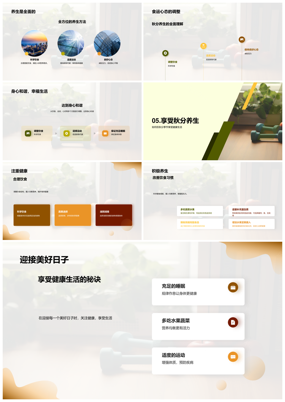 秋分科学养生调代谢饮食防病减压PPT模板
