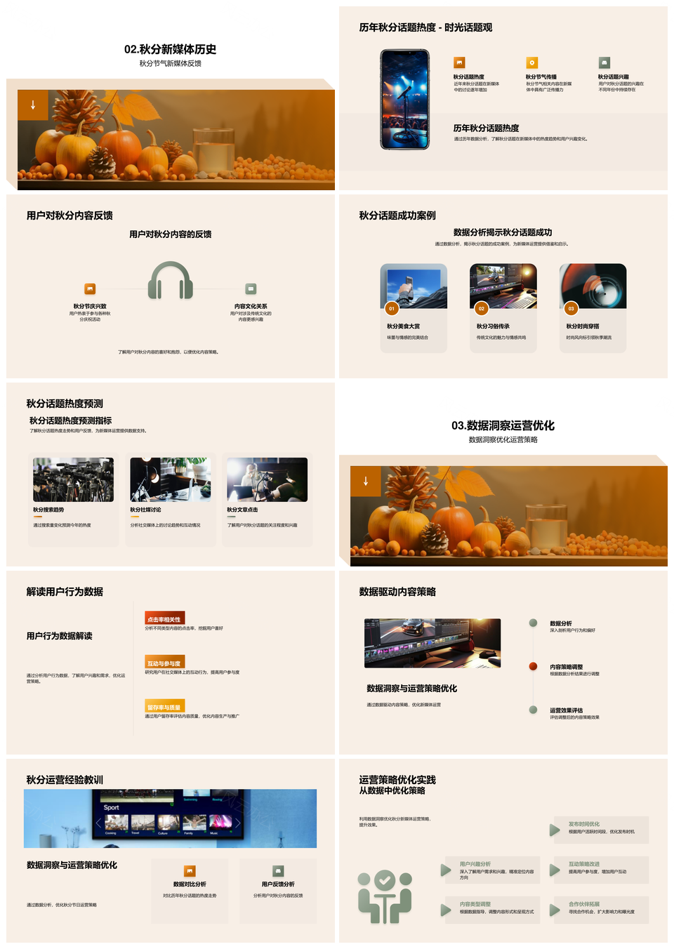 秋分新媒体运营数据洞察用户行为内容策略PPT模板