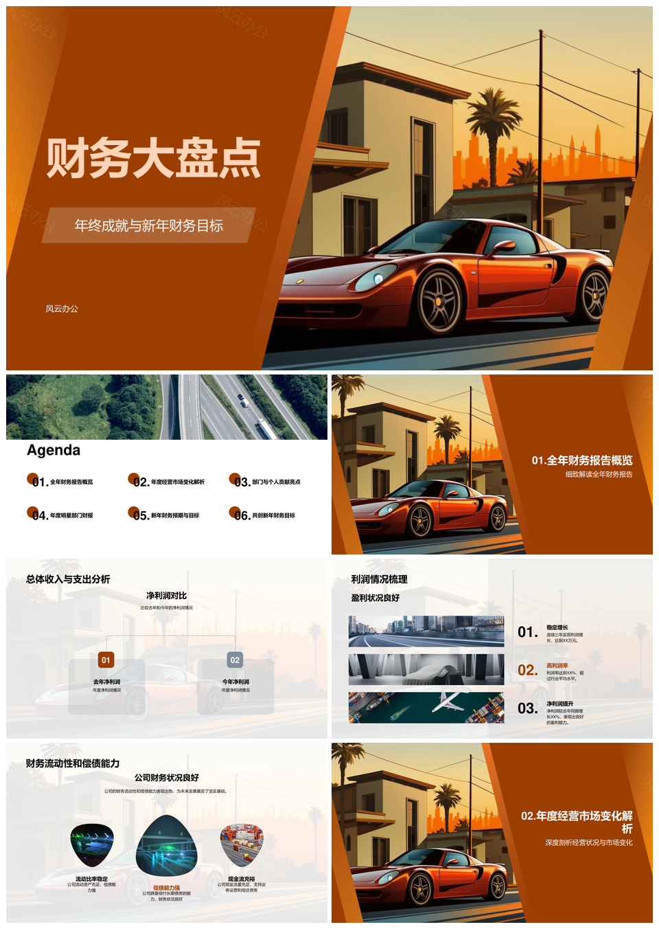 财务大盘点年终成就新年目标利润销售市场客户策略调整PPT模板