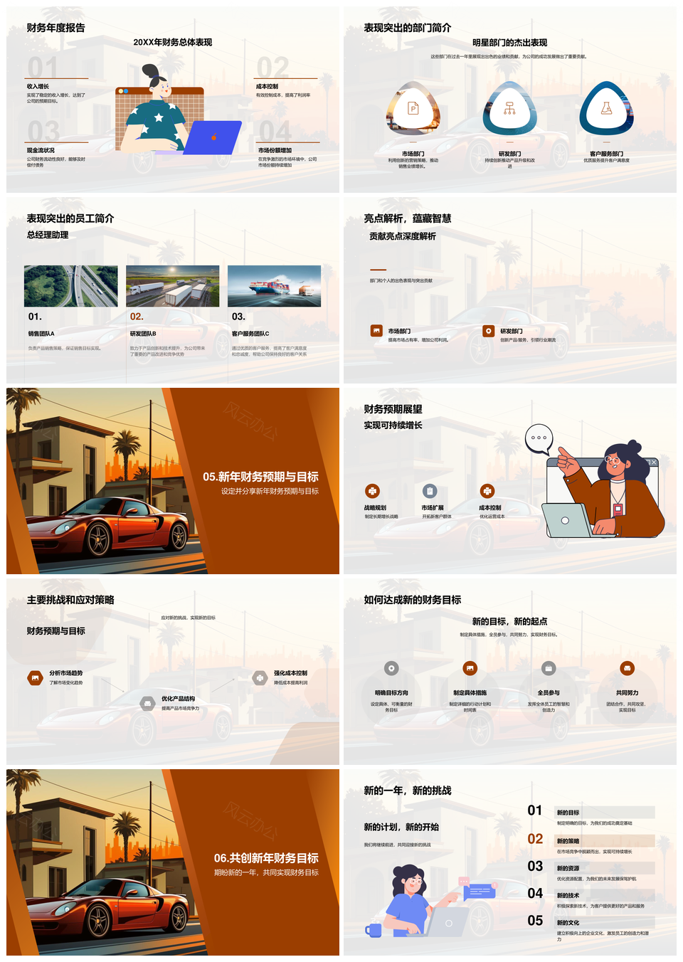 财务大盘点年终成就新年目标利润销售市场客户策略调整PPT模板