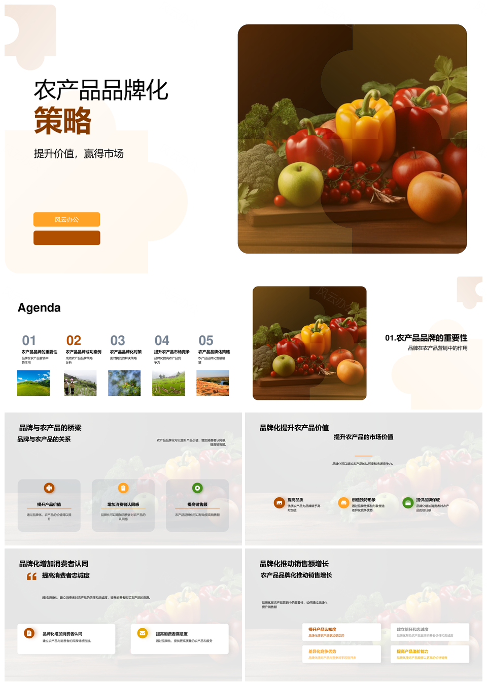 农产品品牌化策略提升鲜果蔬菜价值PPT模板