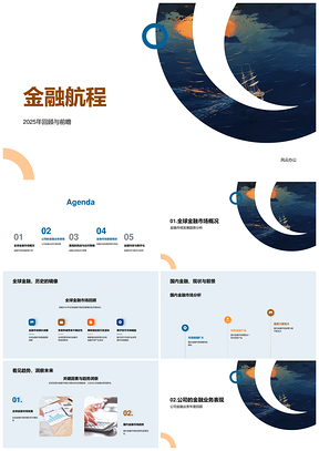2025金融航程扬帆全球国内市场趋势与业务增长PPT模板