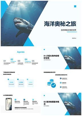 珊瑚礁海洋生物多样地貌海流碳循环探秘PPT模板