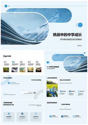 中学成长挑战压力人际管理坚持习惯积极PPT模板