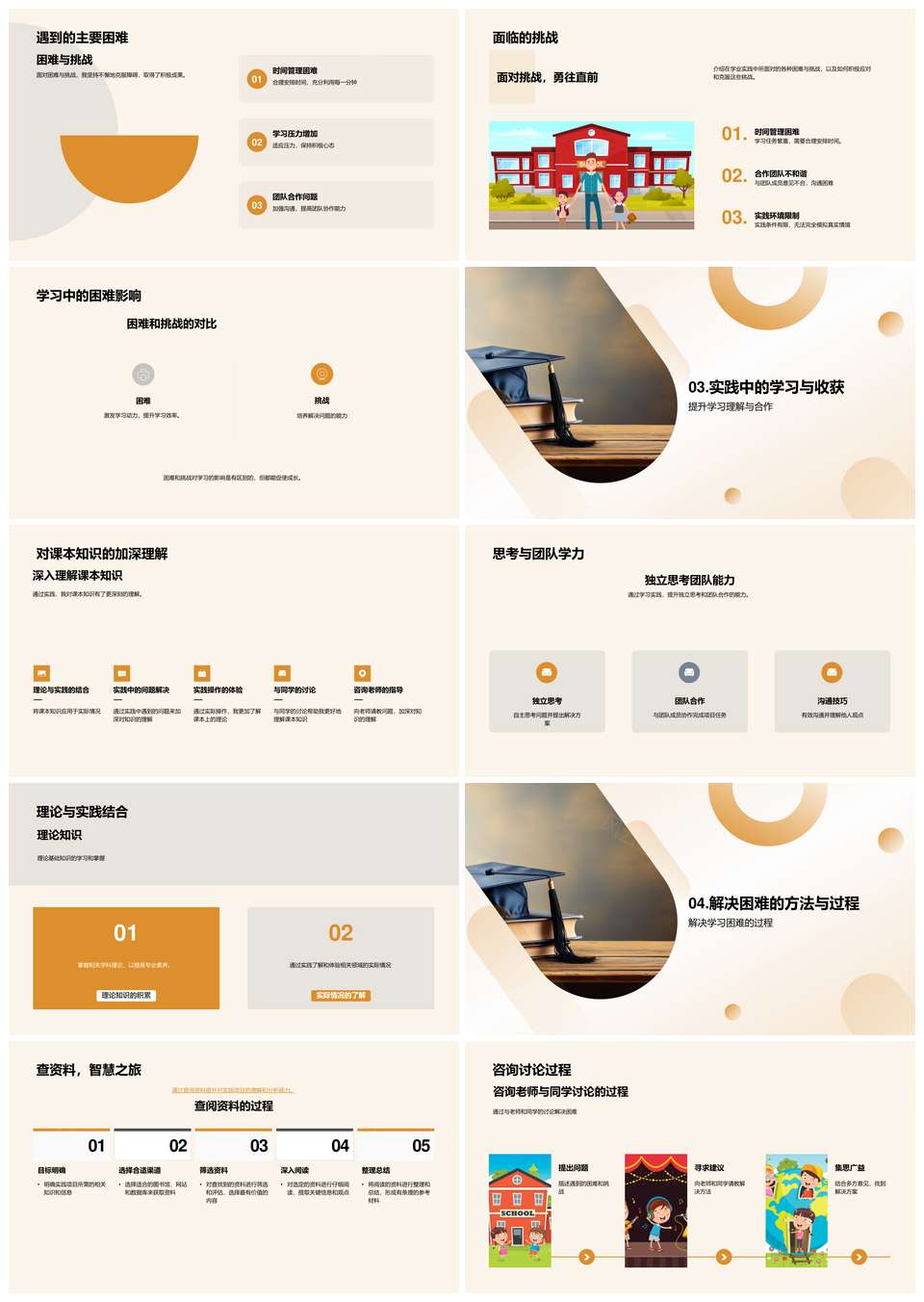 实践成长计划目标理论协作毕业PPT模板