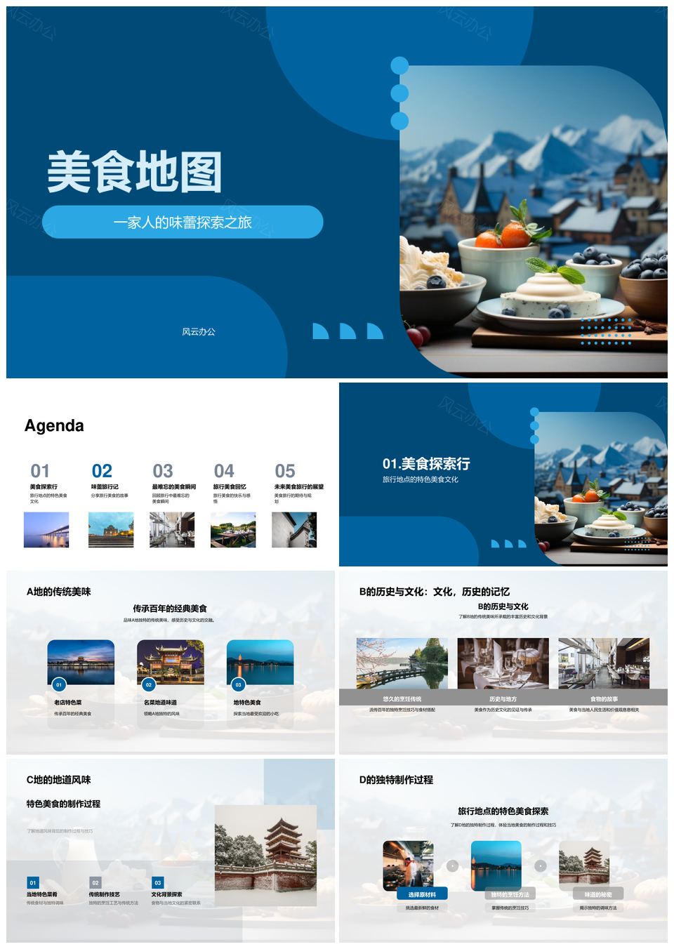 味蕾探索世界旅行美食文化地图PPT模板