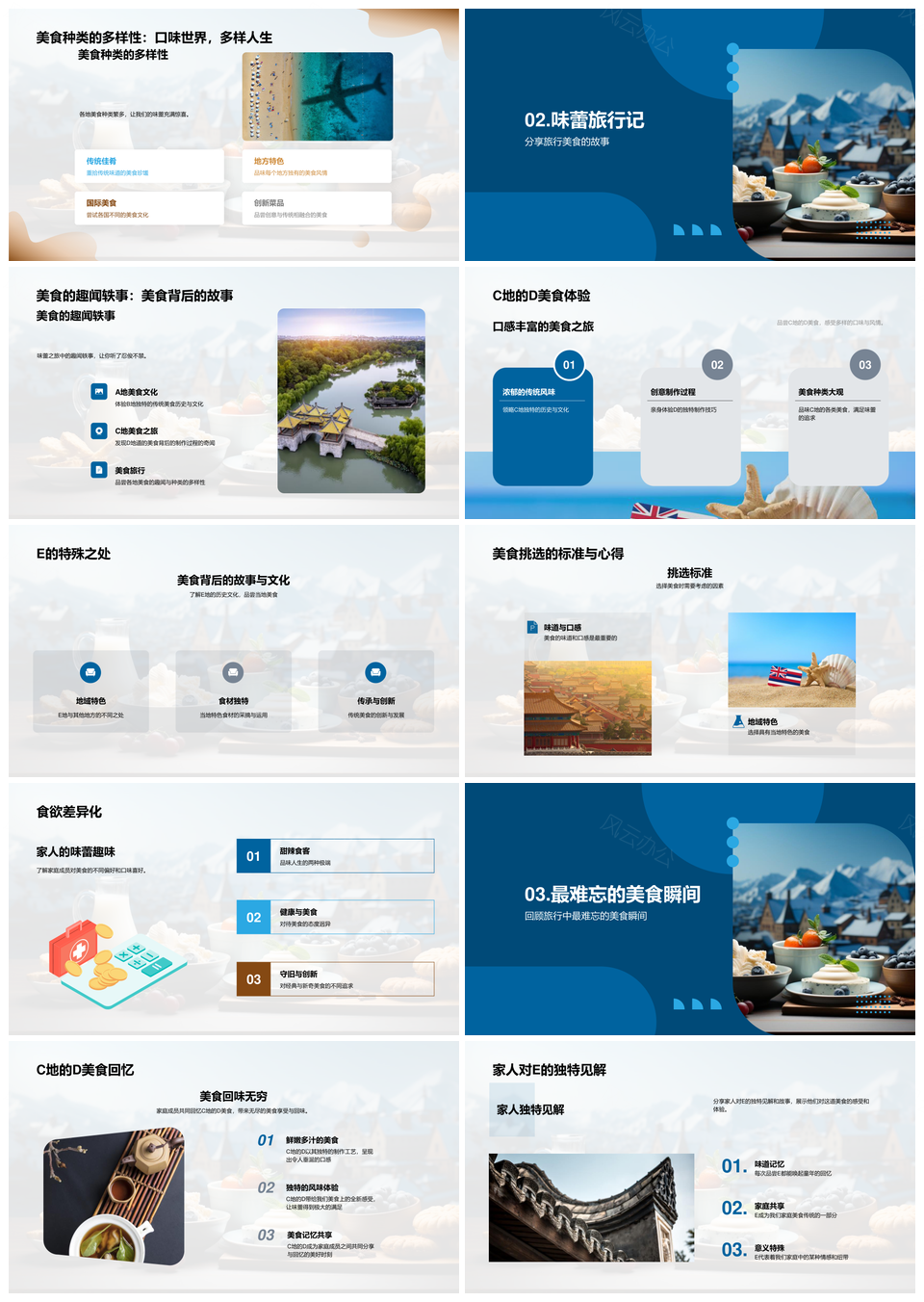 味蕾探索世界旅行美食文化地图PPT模板