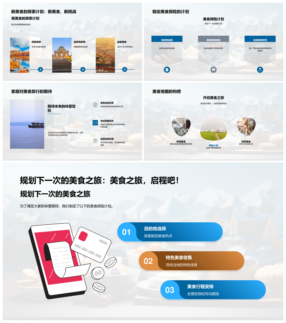 味蕾探索世界旅行美食文化地图PPT模板