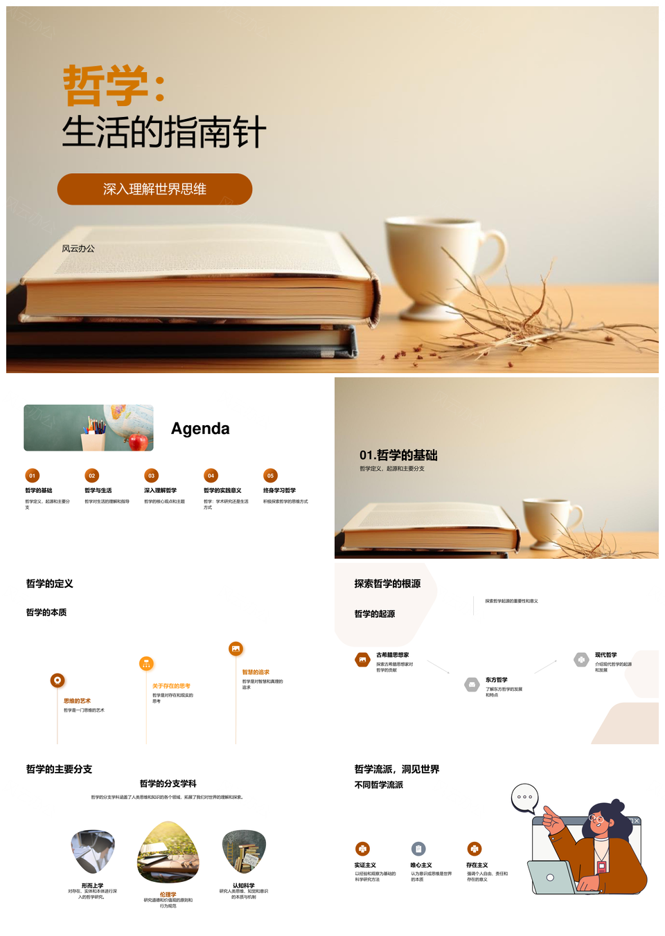 哲学世界思维大学生活本质意义指南针PPT模板
