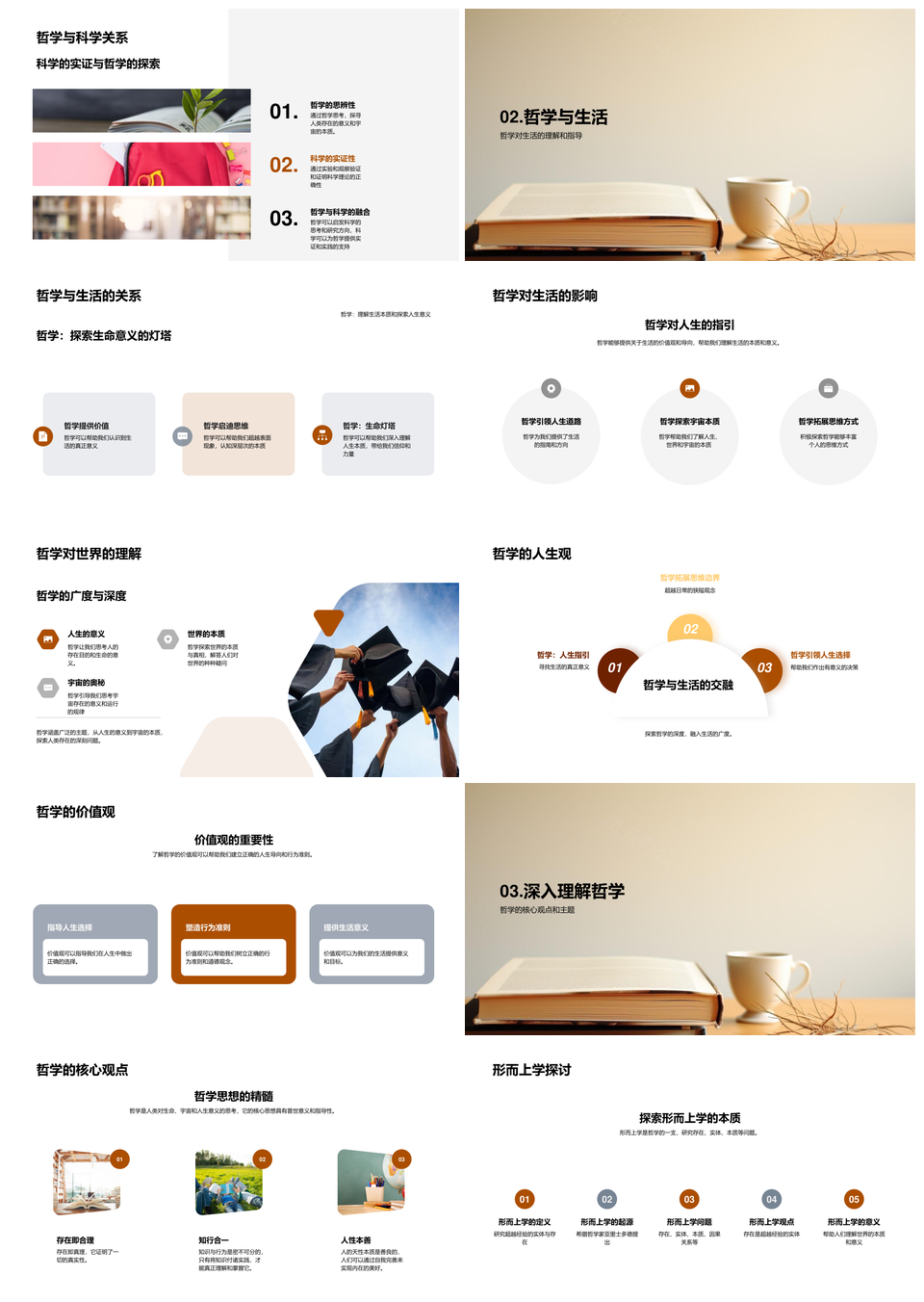 哲学世界思维大学生活本质意义指南针PPT模板