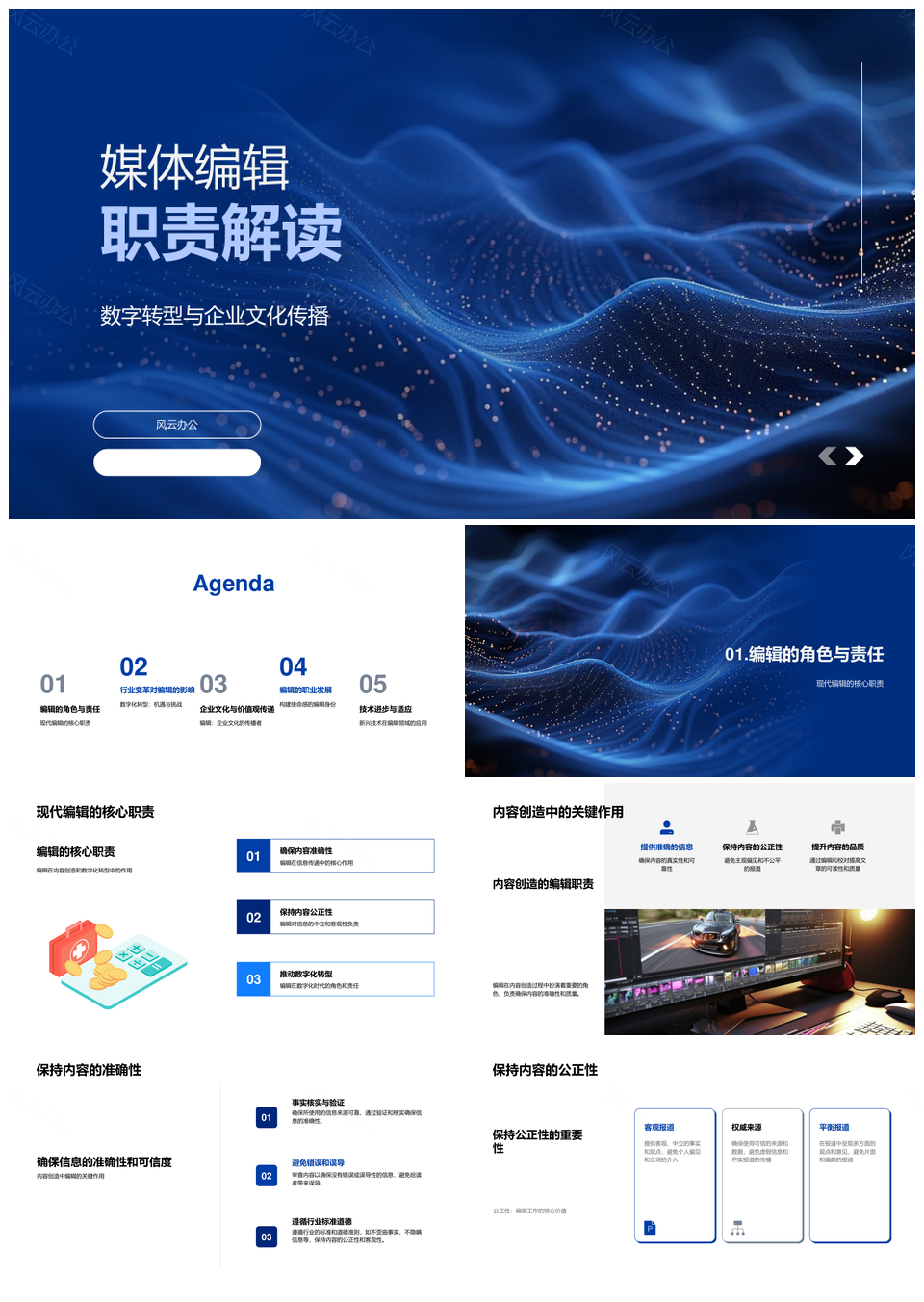 媒体编辑职责数字转型文化传播内容创造操守技能PPT模板