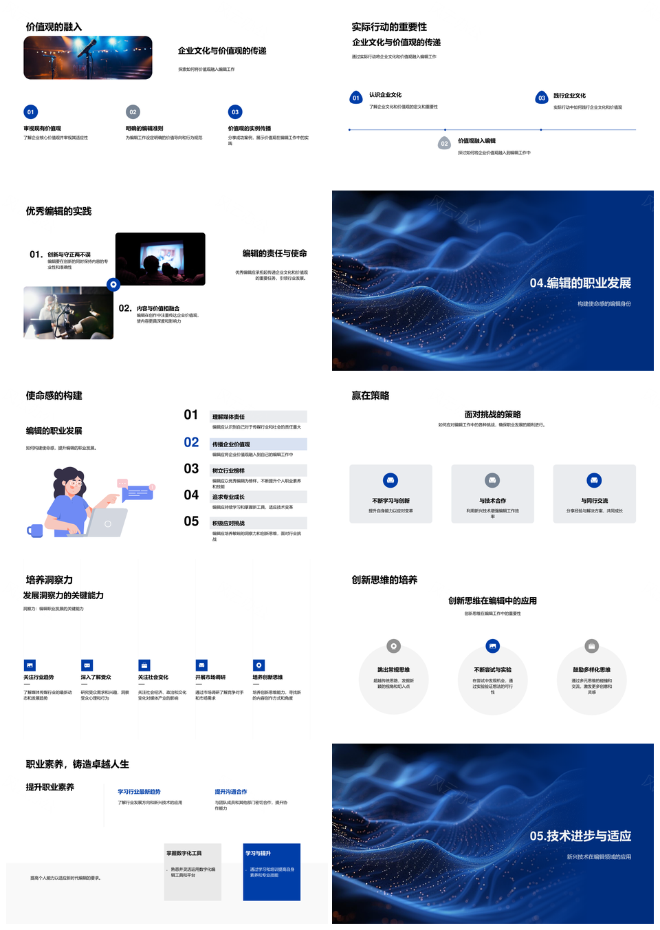媒体编辑职责数字转型文化传播内容创造操守技能PPT模板