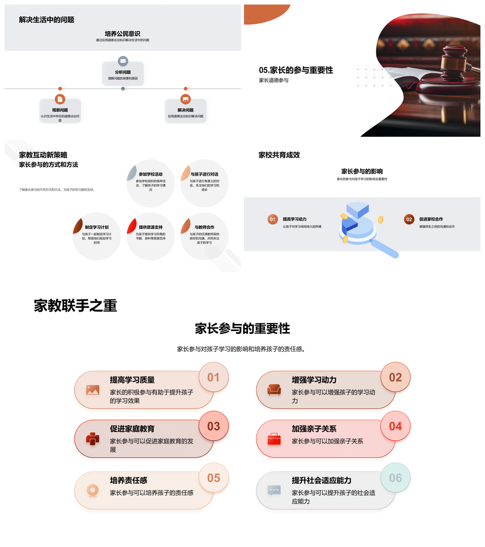 家长法治家教育公民意识PPT模板