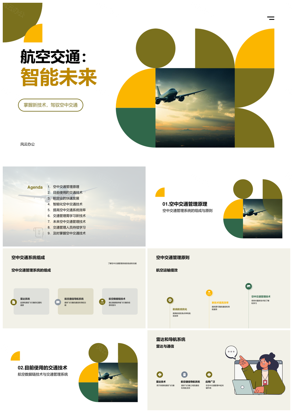 空中交通管理技术发展趋势与雷达通信导航系统PPT模板