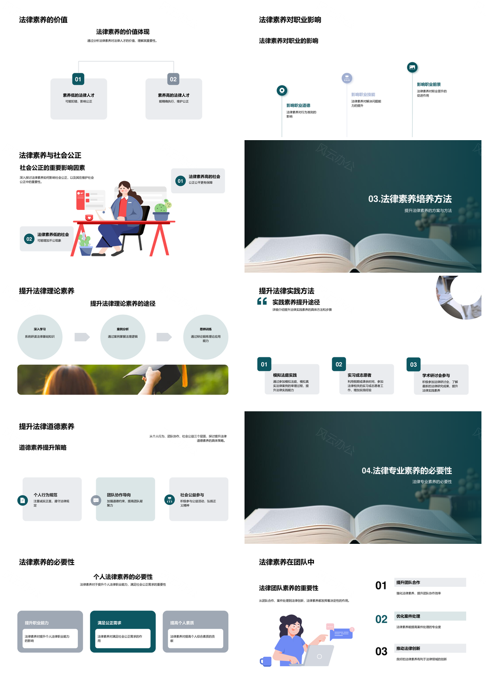 法槌锤炼法律人才专业素养PPT模板