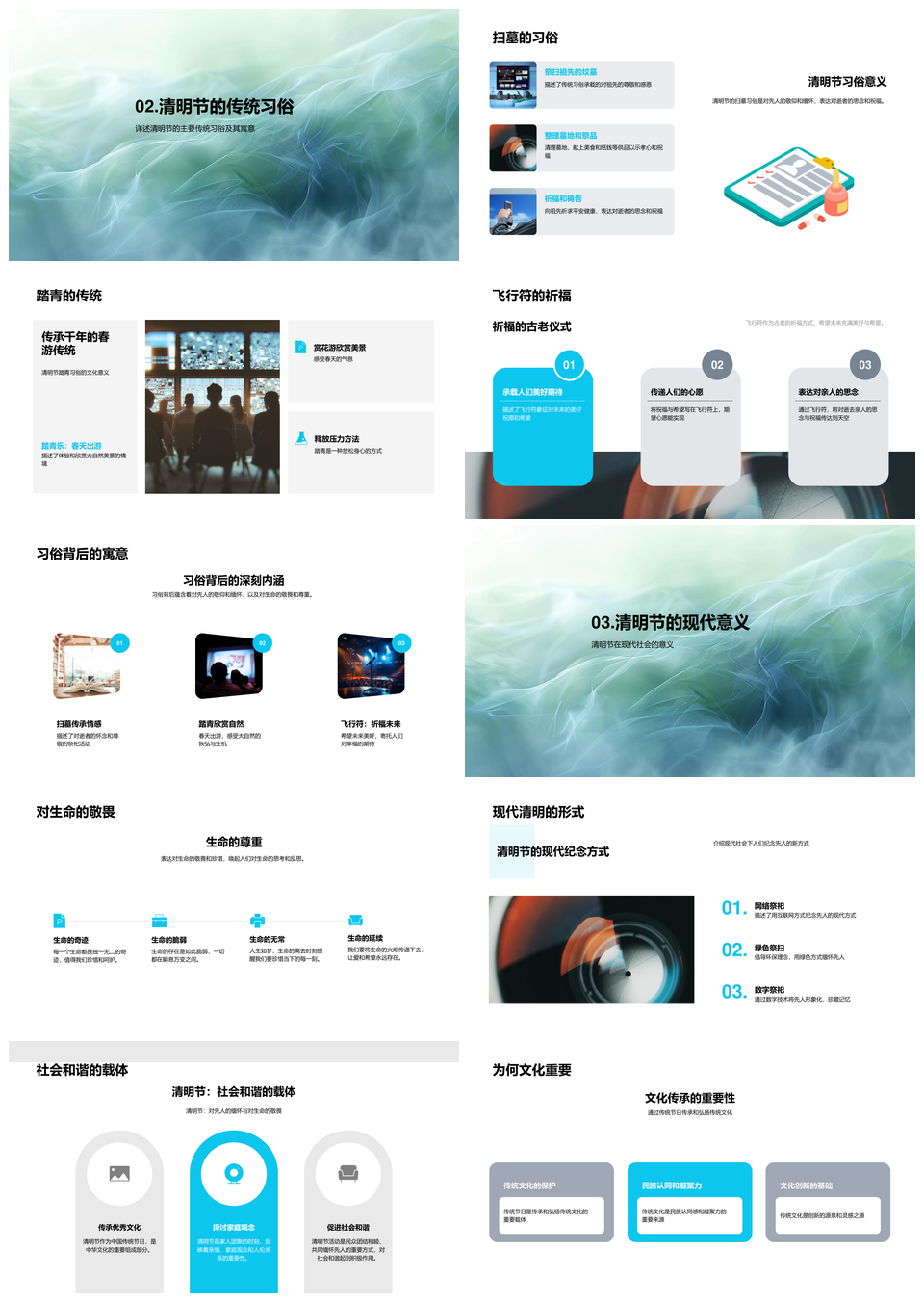 清明扫墓踏青飞行符习俗传承现代意义免费PPT课件