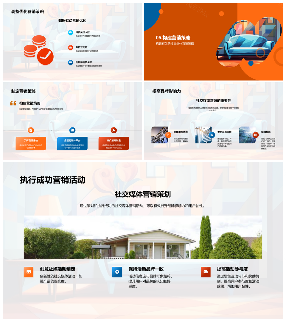 家居社交营销数据策略构建互动转化PPT模板