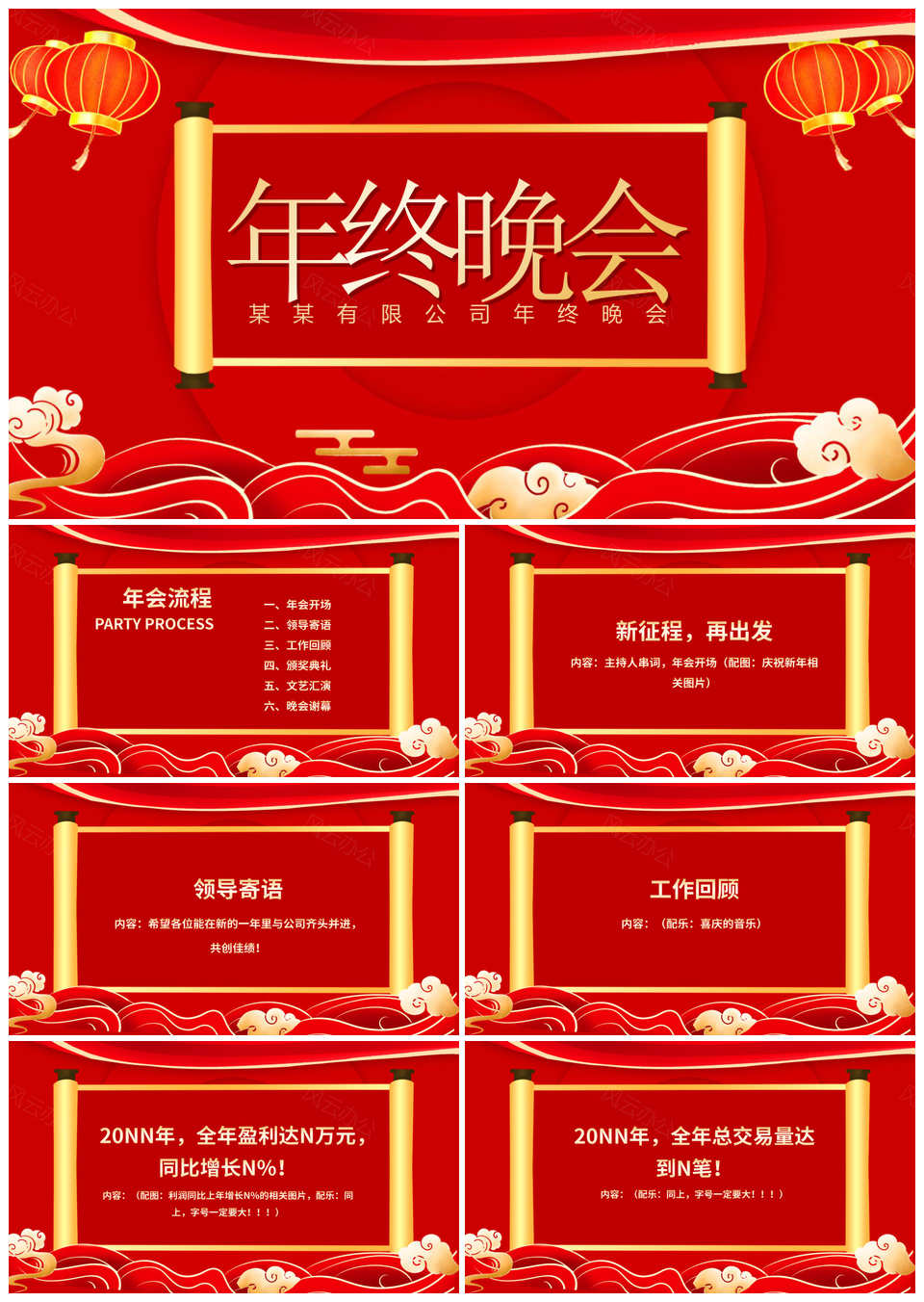 2025红色中国风公司年终晚会庆典流程主持PPT模板