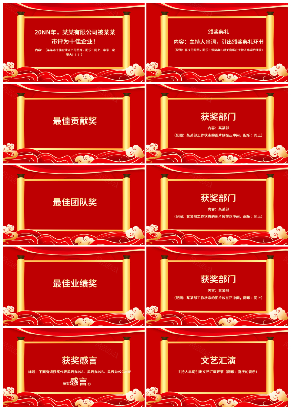 2025红色中国风公司年终晚会庆典流程主持PPT模板