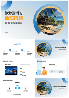 热带海岛冒险活动策划助推旅游营销销售PPT模板
