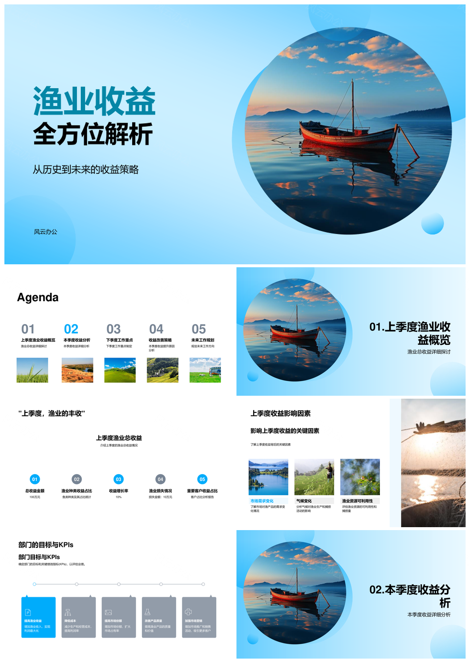 渔业收益季度对比分析及提升策略优化管理PPT模板