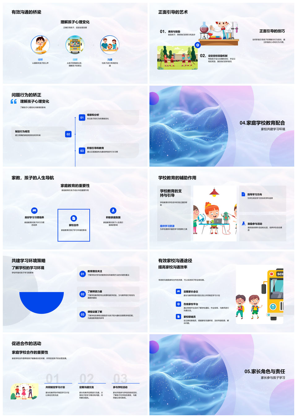初中生教育引导策略学习压力心理时间家校配合PPT模板