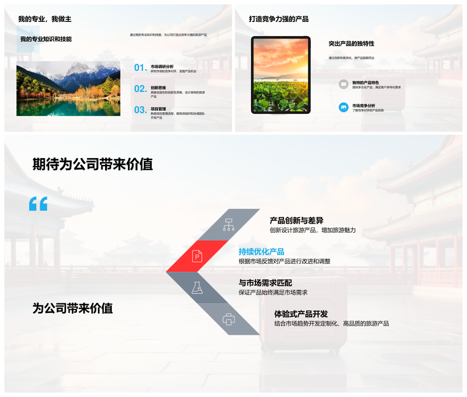 旅游产品经理开发趋势优化体验古建筑新篇章PPT模板