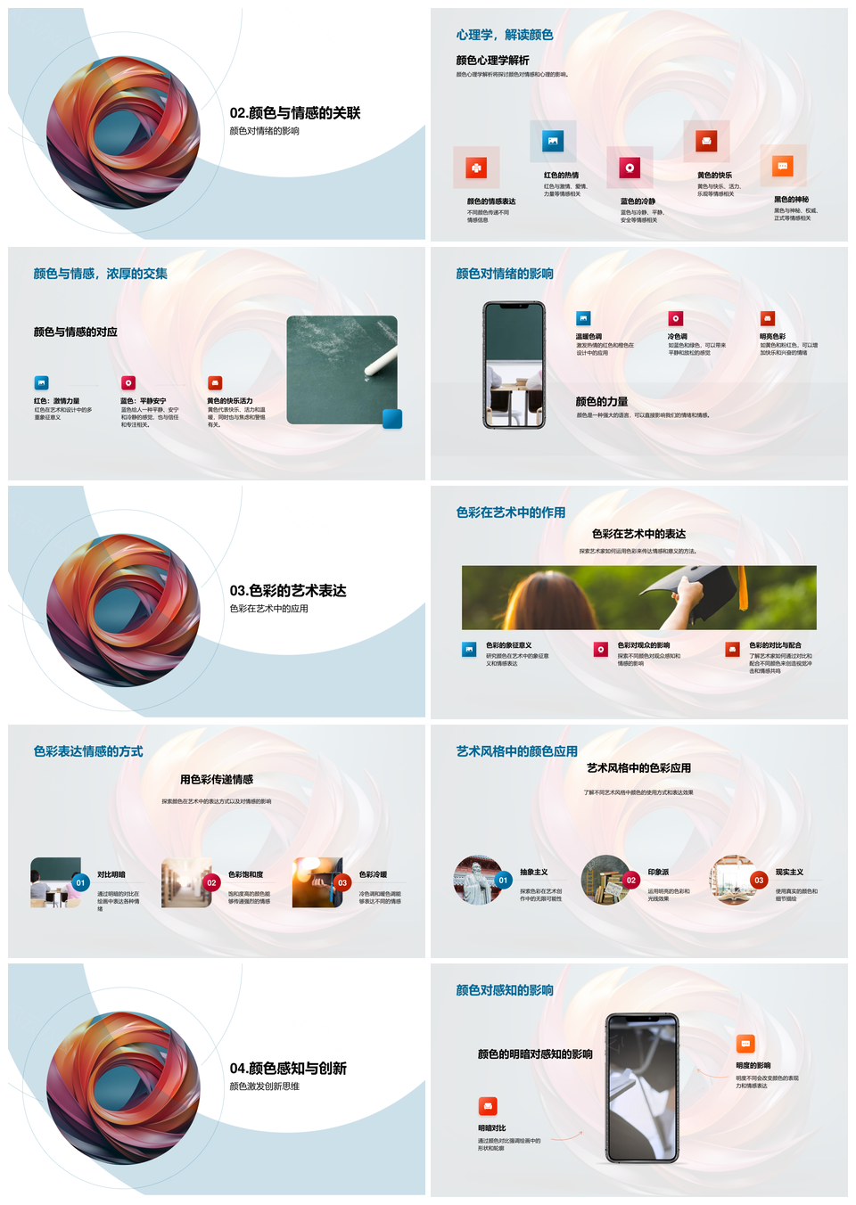 色彩艺术心理学情感色轮解析PPT模板