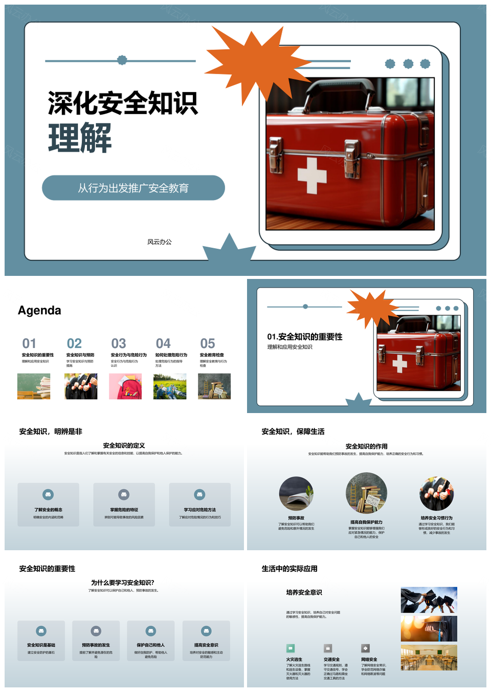 安全知识教育预防事故规范应急行为PPT模板