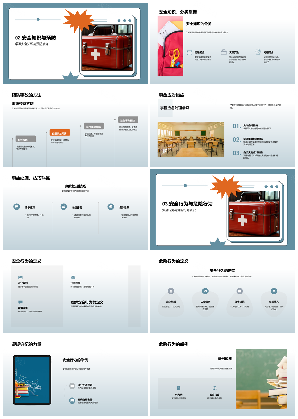 安全知识教育预防事故规范应急行为PPT模板