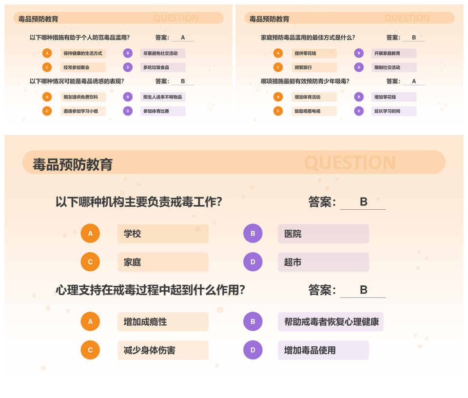 禁毒知识竞赛学生预防教育专题PPT模板