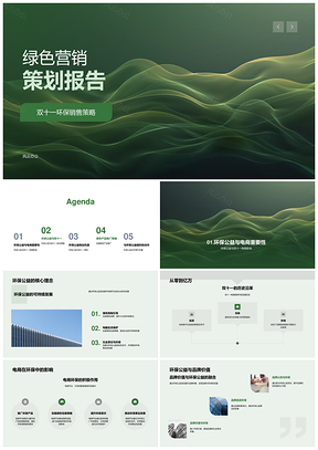 电商双十一绿色营销环保可持续发展报告PPT模板