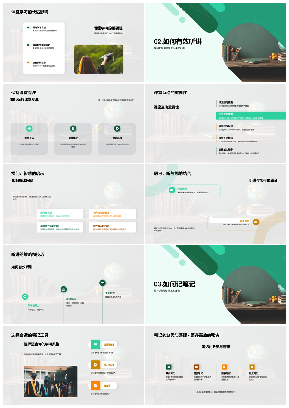 2025课堂高效听讲笔记复习策略互动黑板知识吸收能力发展PPT模板