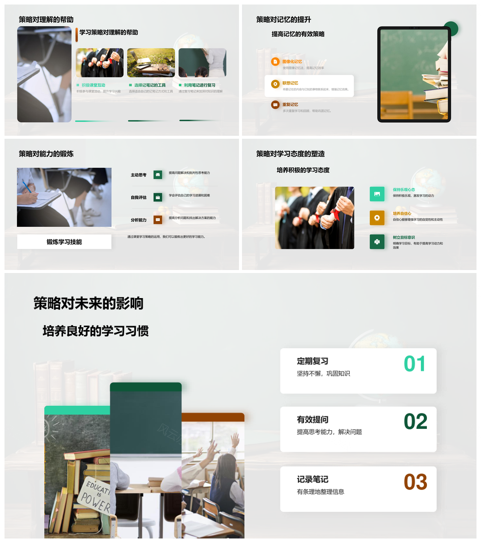 2025课堂高效听讲笔记复习策略互动黑板知识吸收能力发展PPT模板