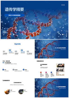 遗传学基因编辑双螺旋测序PCR克隆精准医疗PPT模板