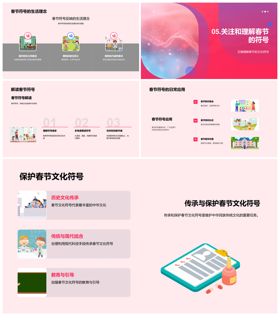 春节福字鞭炮春联符号历史起源文化价值PPT模板