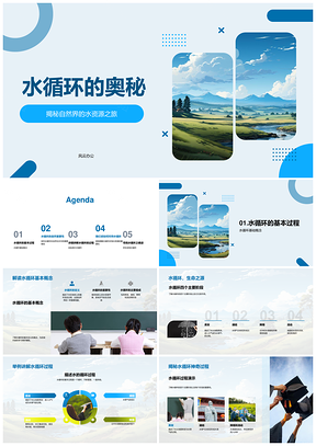 水循环蒸发凝结降雨流动生态保护PPT模板