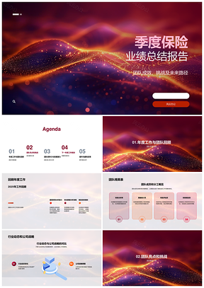 保险业绩季度总结团队成效挑战未来路径年度目标核心竞争力财务流程改进PPT模板