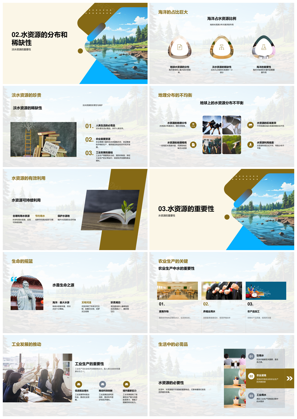 守护淡水资源保护海洋湖泊河流地下水PPT模板