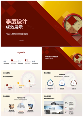 季度复古简约设计成效市场反馈展望PPT模板