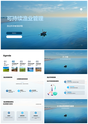 渔业科学家与管理部门科学评估资源促可持续发展PPT模板