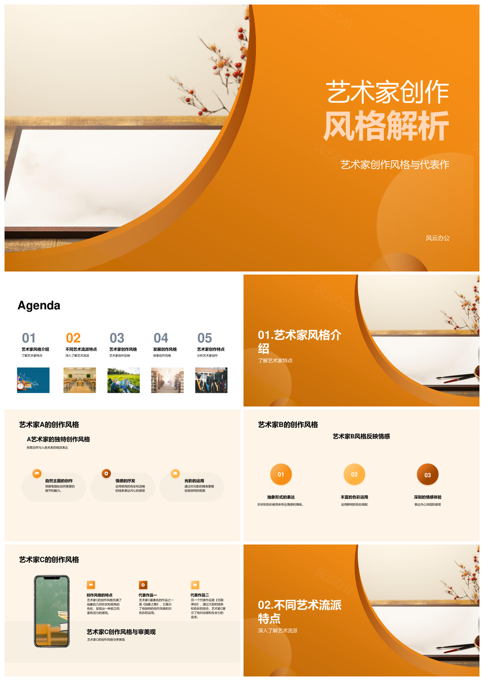 艺术家抽象立体表现主义创作风格解析PPT模板