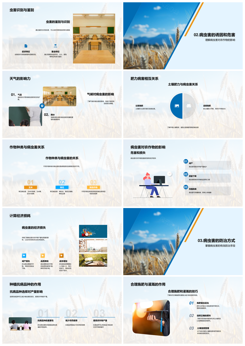 农作物病虫害综合防治识别气候土壤抗病施肥小麦PPT模板