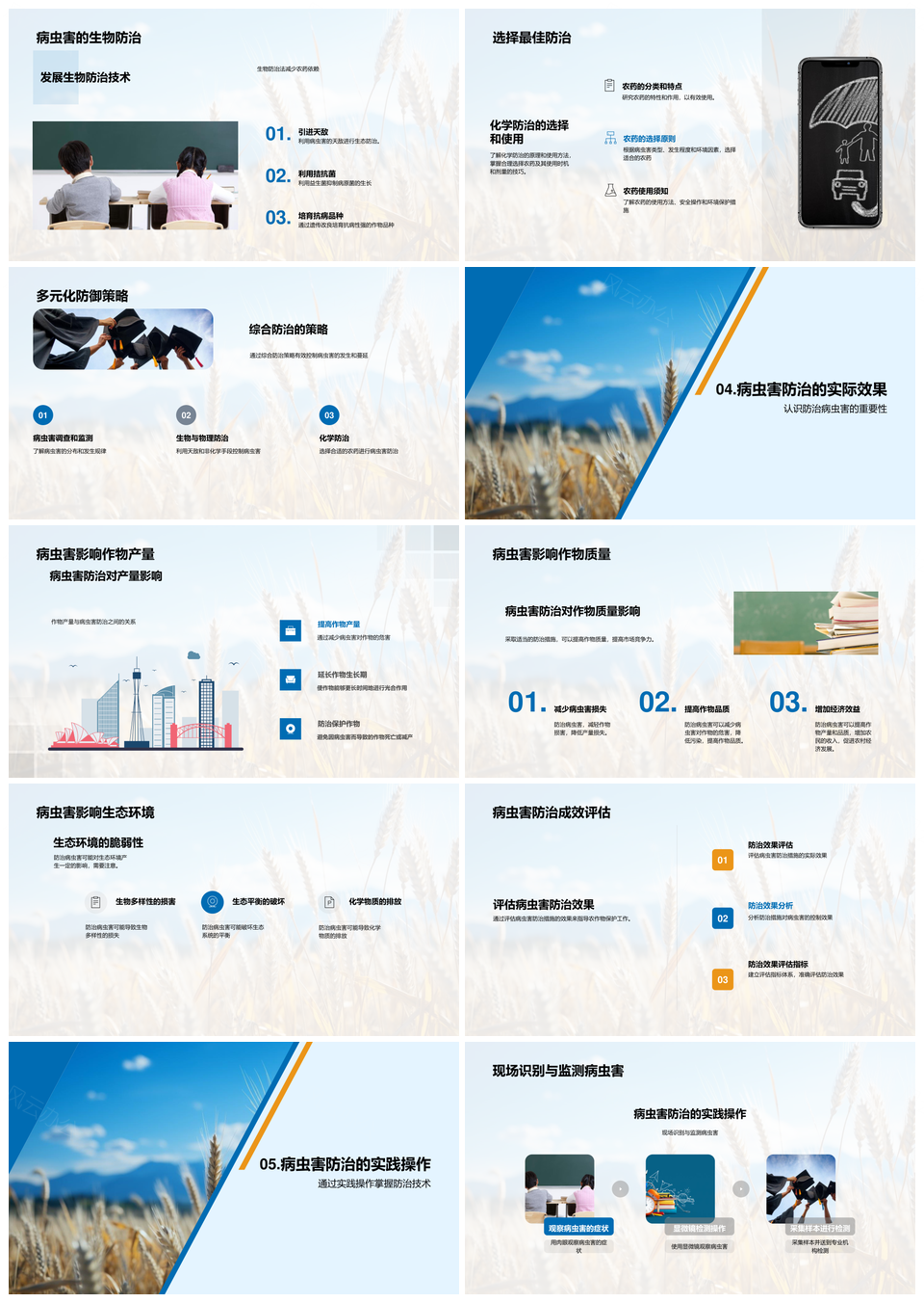农作物病虫害综合防治识别气候土壤抗病施肥小麦PPT模板