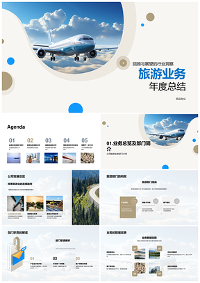 旅游业务年度发展数据市场客户产品总结PPT模板